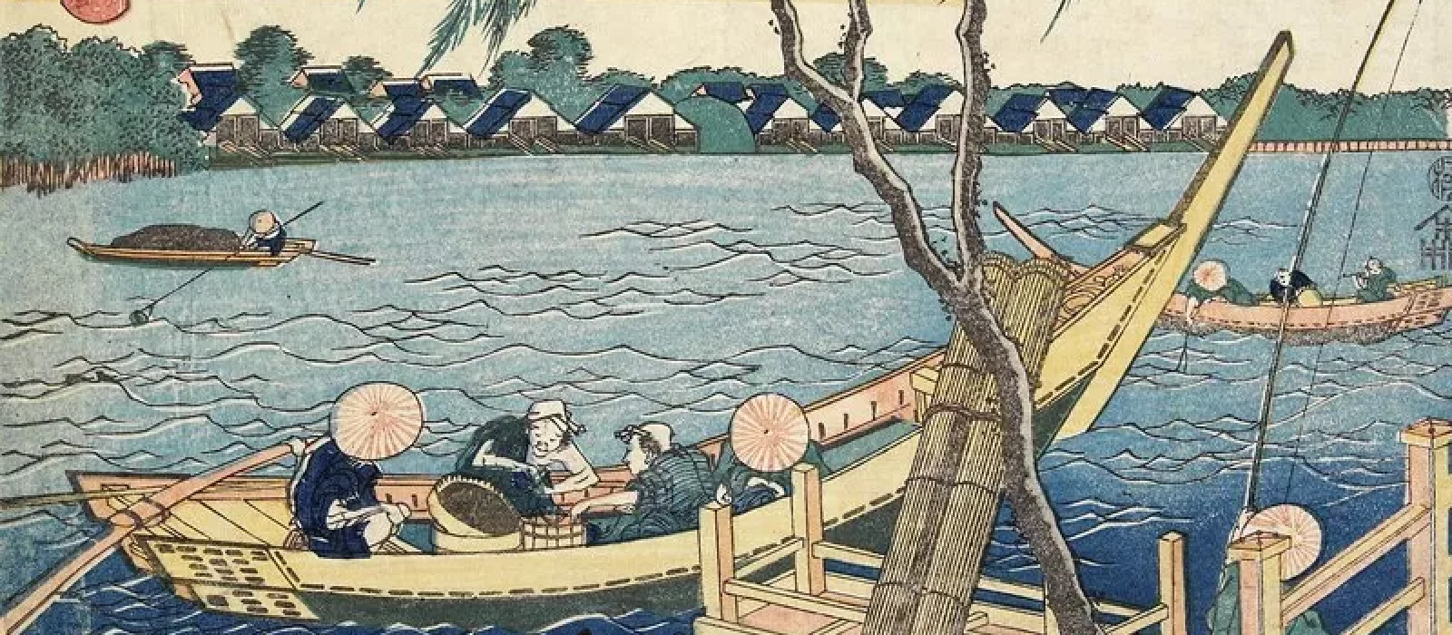 Fischen im Miyato-Fluss/ 宮戸川長縄 Miyatogawa Nagawa, ca. 1832 - 1834 von Hokusai